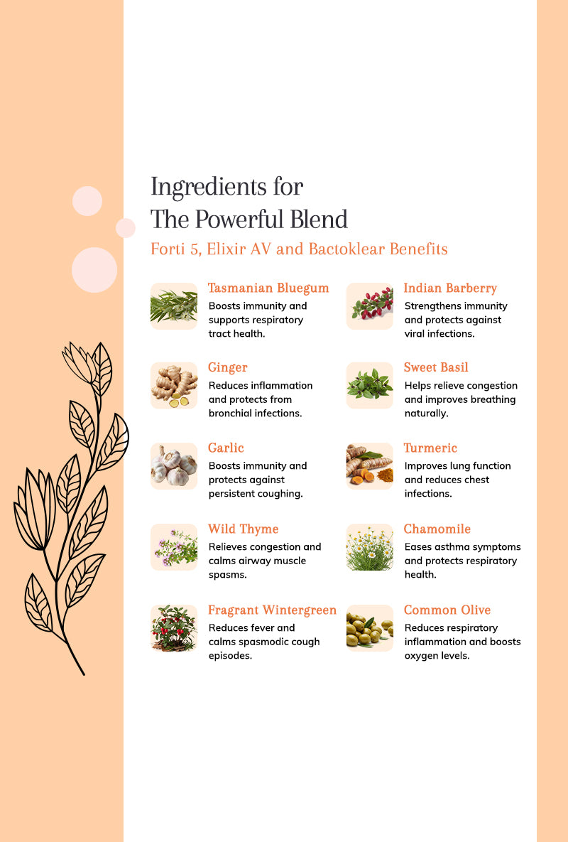 Forti 5, Elixir AV & Bactoklear – Natural Botanical Blend for Wellness & Vitality