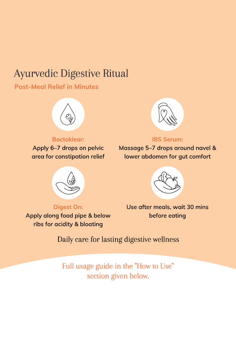 Bactoklear, IBS, Digest ON - Ayurvedic Oil Serums for Gut Wellness